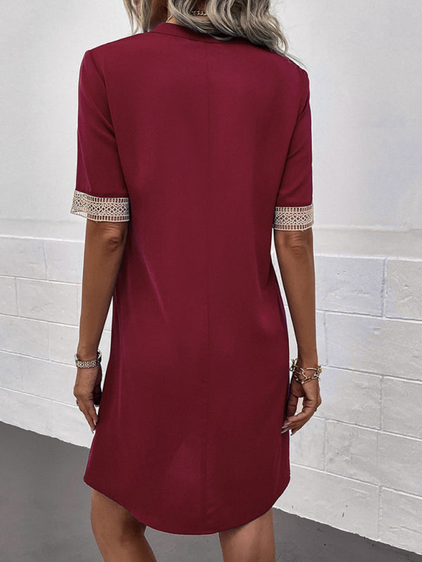 Blue Zone Planet | elegant V-neck short-sleeved dress BLUE ZONE PLANET