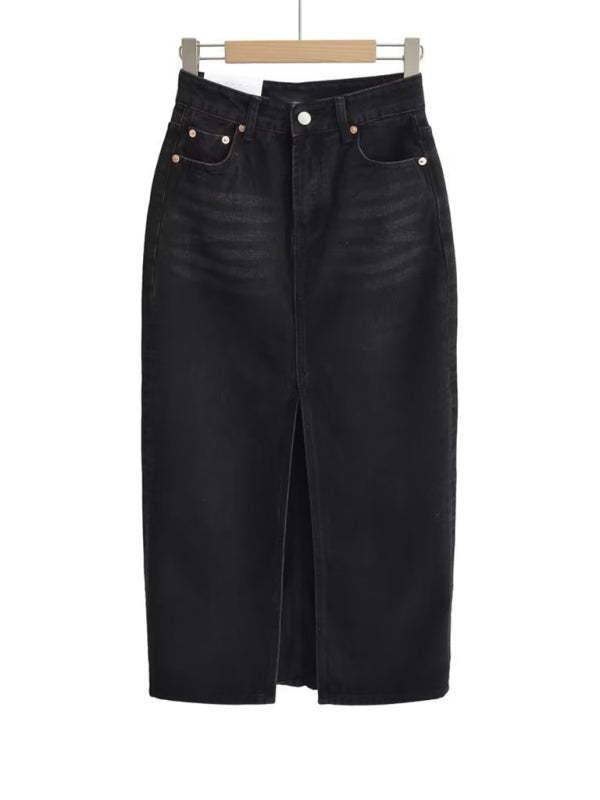 New high waist slim denim skirt one step skirt kakaclo