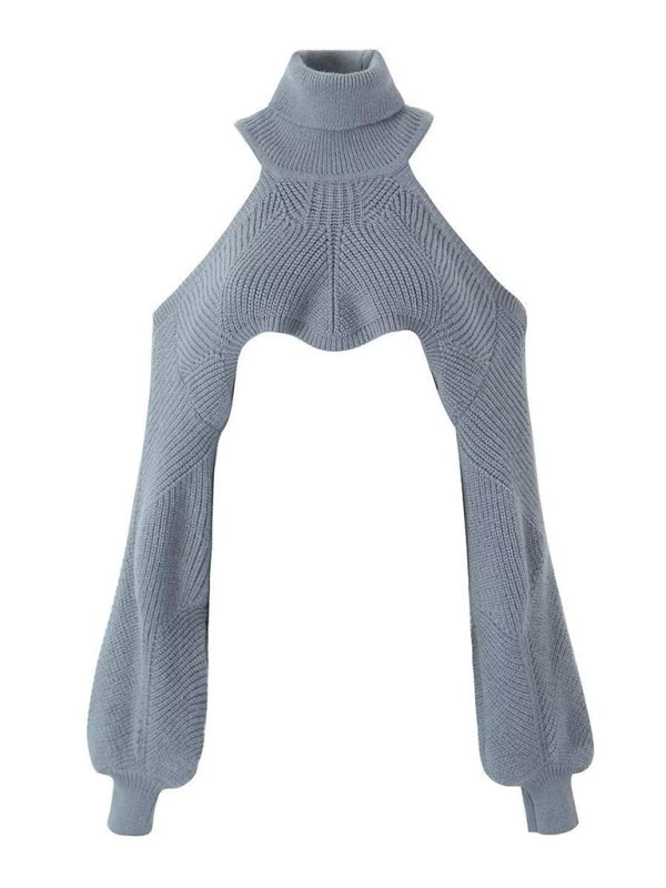 Blue Zone Planet | off-shoulder short sweater hot girl turtleneck pullover sweater BLUE ZONE PLANET