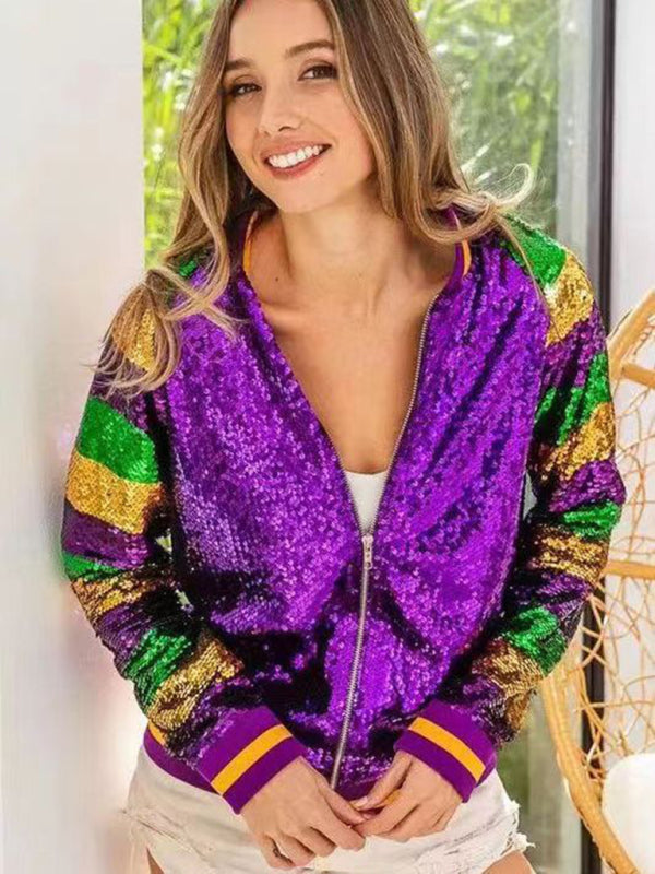 Sequin best sale baseball jacket