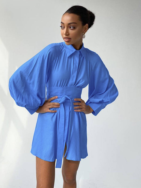 Blue Zone Planet | elegant commuter shirt dress with belt BLUE ZONE PLANET
