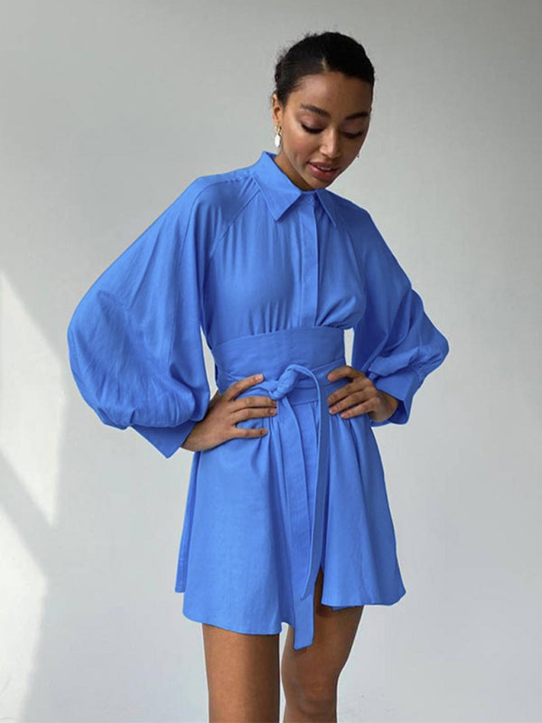 Blue Zone Planet | elegant commuter shirt dress with belt BLUE ZONE PLANET