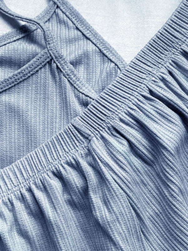 Blue Zone Planet | Simple loose sling short two piece pants suit BLUE ZONE PLANET