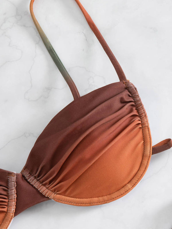 Female sexy suspenders gradient beach bikini kakaclo