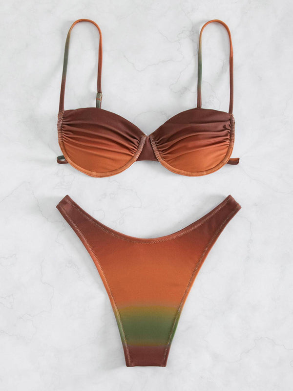 Female sexy suspenders gradient beach bikini kakaclo