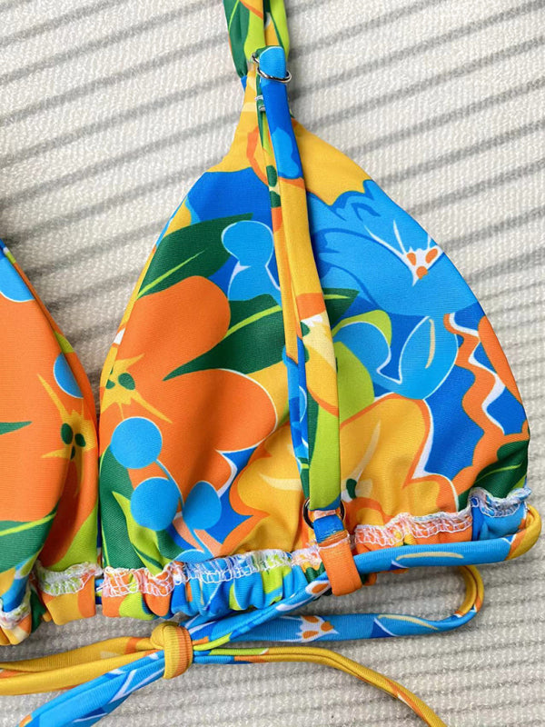 Women's fashion new printed strappy split bikini kakaclo