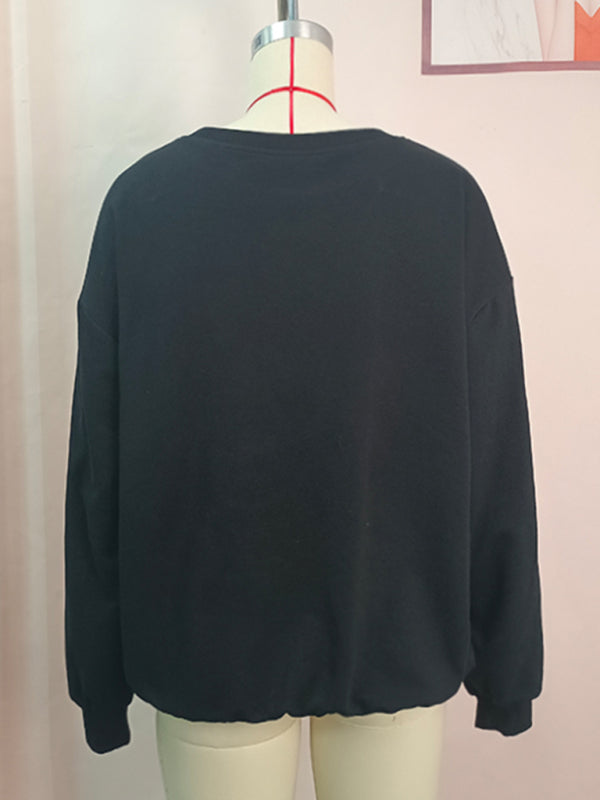 Blue Zone Planet | rugby tassel sequin crew neck sweatshirt BLUE ZONE PLANET