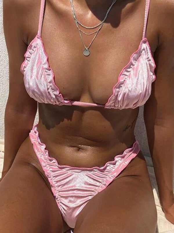 Aurora's Wavy Edge Solid Bikini Blue Zone Planet