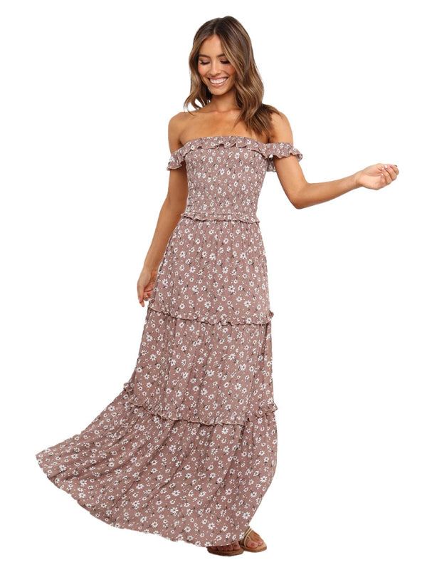 small floral print fresh and sweet bust-wrapped dress kakaclo