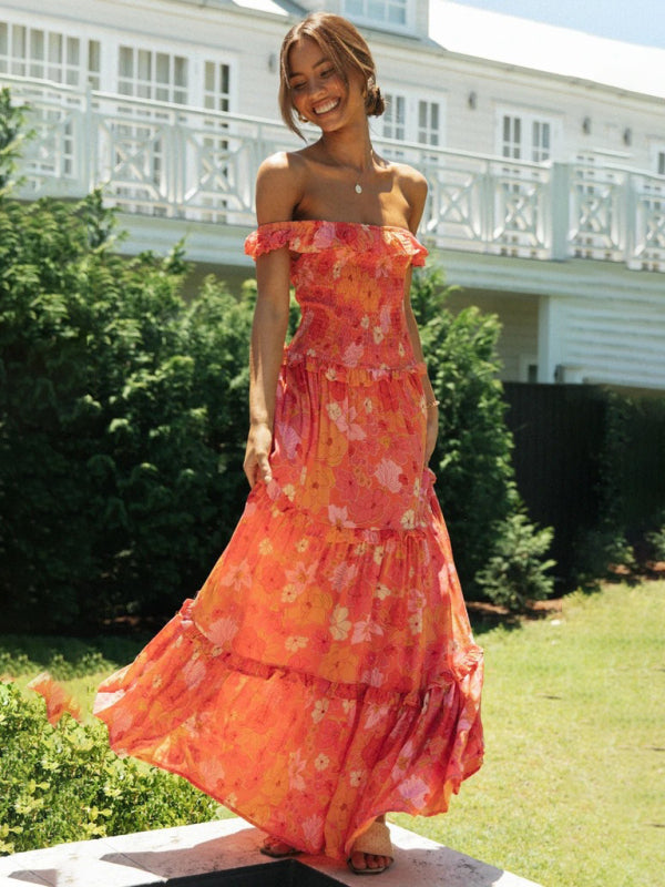 small floral print fresh and sweet bust-wrapped dress kakaclo