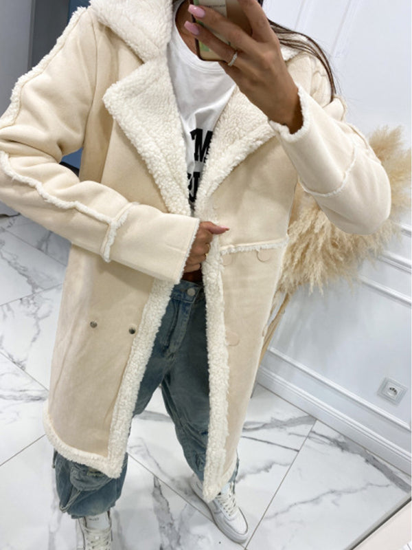 Blue Zone Planet | solid color thickened sherpa splicing coat jacket BLUE ZONE PLANET