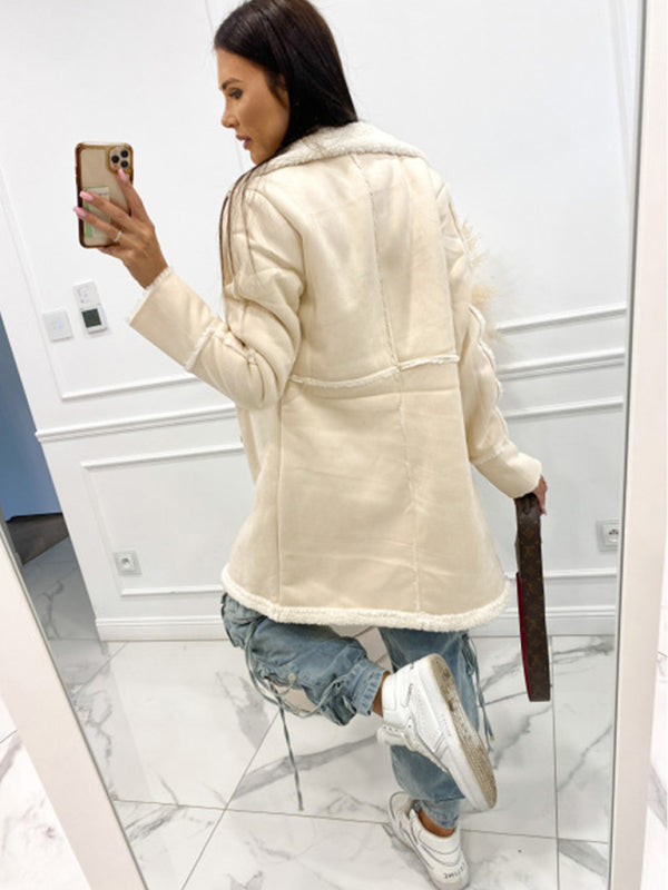 Blue Zone Planet | solid color thickened sherpa splicing coat jacket BLUE ZONE PLANET