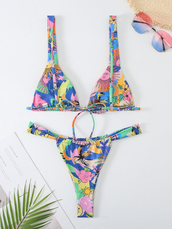 Blue Zone Planet |  printed backless bikini BLUE ZONE PLANET