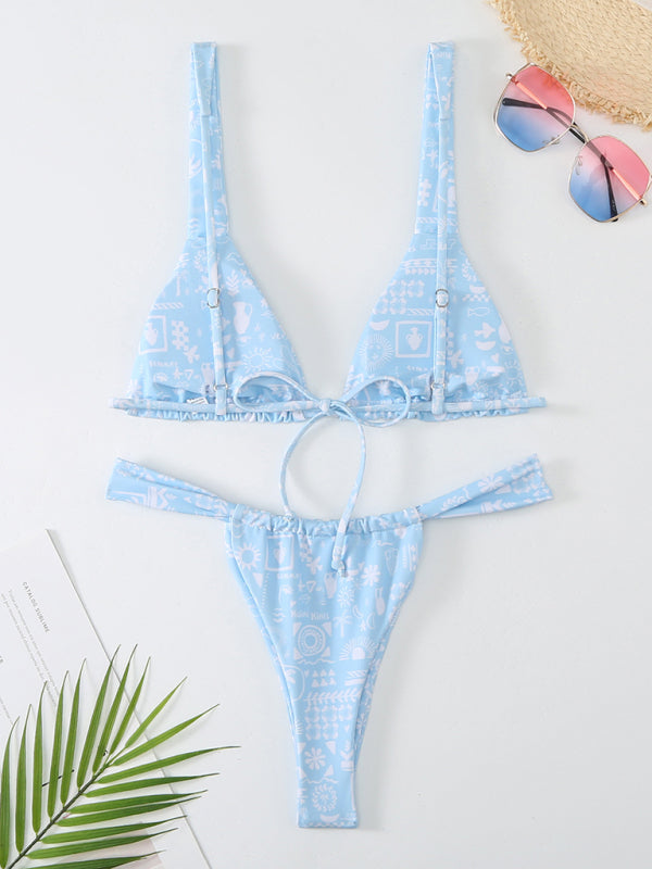 Blue Zone Planet |  printed backless bikini BLUE ZONE PLANET