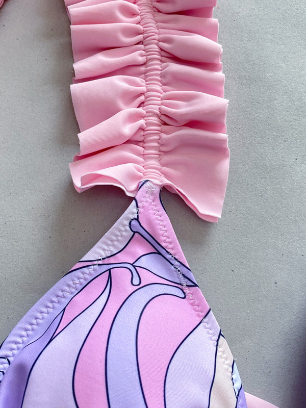 Blue Zone Planet | three-piece bikini ruffled edge split swimsuit BLUE ZONE PLANET