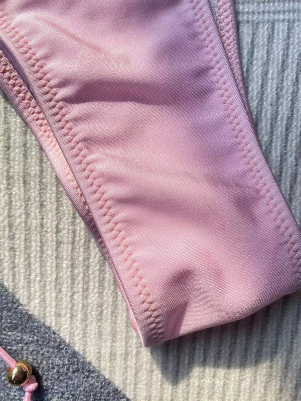 Blue Zone Planet |  bikini solid color rope strap swimsuit BLUE ZONE PLANET