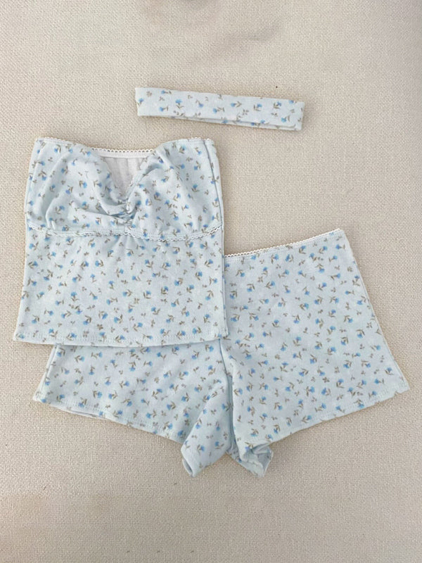 New women's casual printed stretch tube top lace shorts suit kakaclo