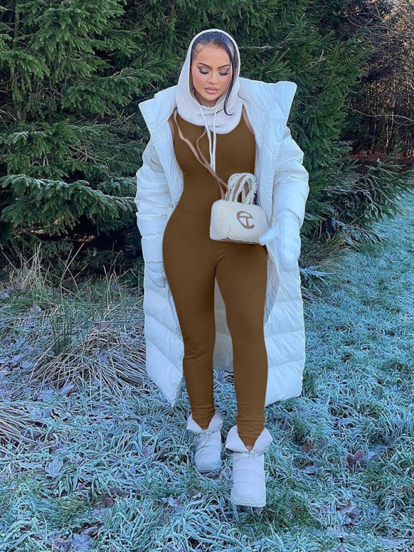 Blue Zone Planet |  Nina's Slim Fit Ribbed Sleeveless Turtleneck Yoga Jumpsuit BLUE ZONE PLANET