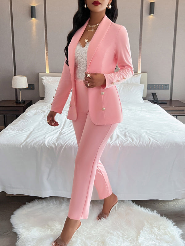 solid color suit collar double breasted suit BLUE ZONE PLANET