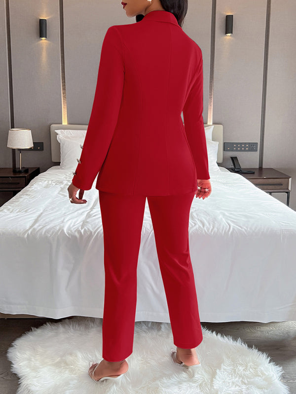 solid color suit collar double breasted suit BLUE ZONE PLANET