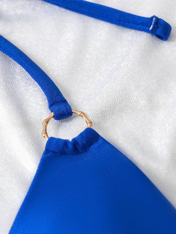 Blue Zone Planet |  metal ring beach strap spaghetti strap two-piece bikini BLUE ZONE PLANET