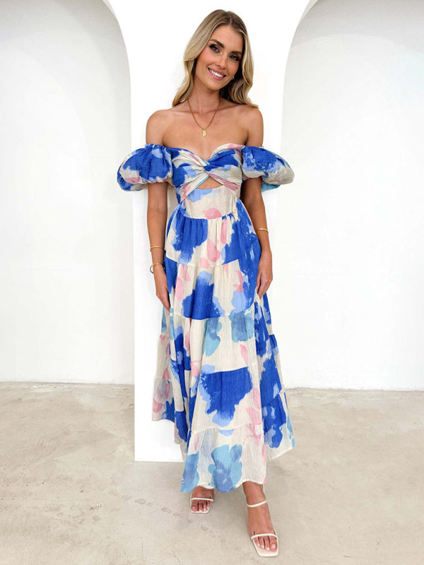 Blue Zone Planet | Slim Fit Printed Puff Sleeve Swing Dress BLUE ZONE PLANET