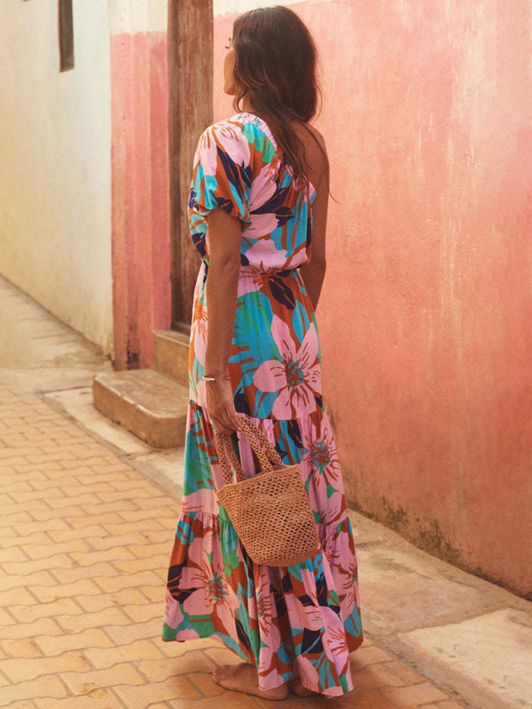 Blue Zone Planet | off-shoulder holiday style floral high-end dress BLUE ZONE PLANET