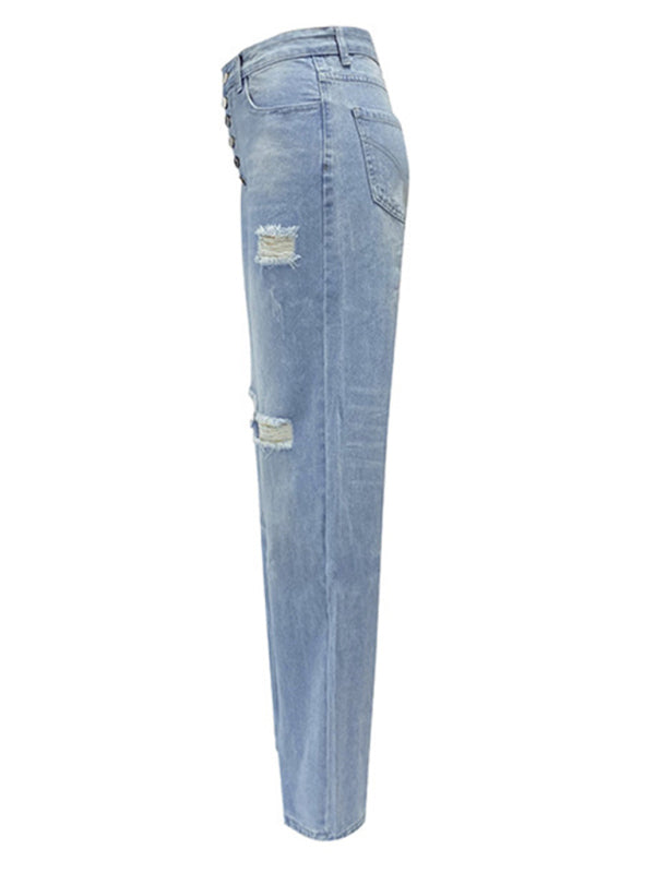 Blue Zone Planet | button-down low-rise loose slimming straight jeans BLUE ZONE PLANET