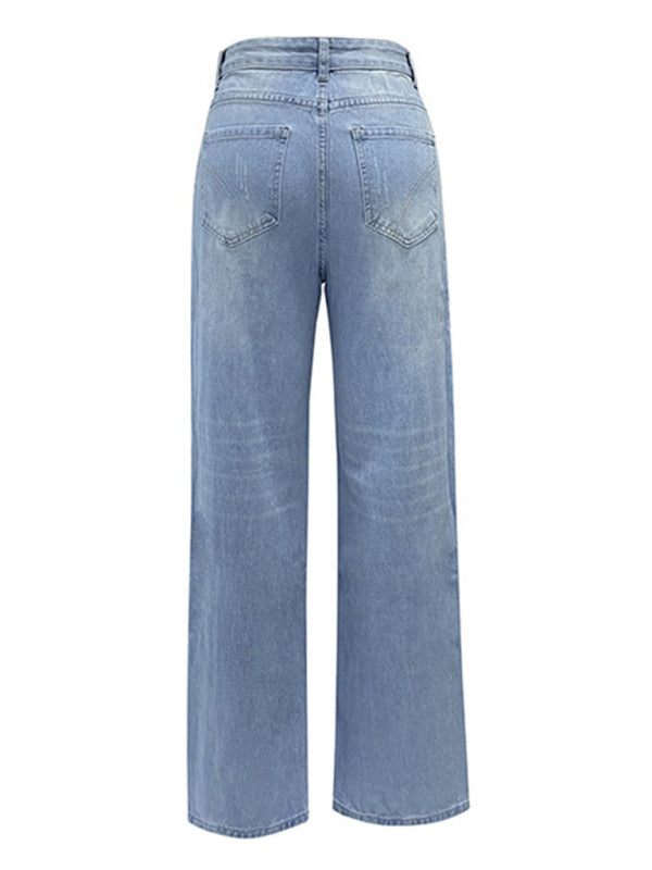 Blue Zone Planet | button-down low-rise loose slimming straight jeans BLUE ZONE PLANET