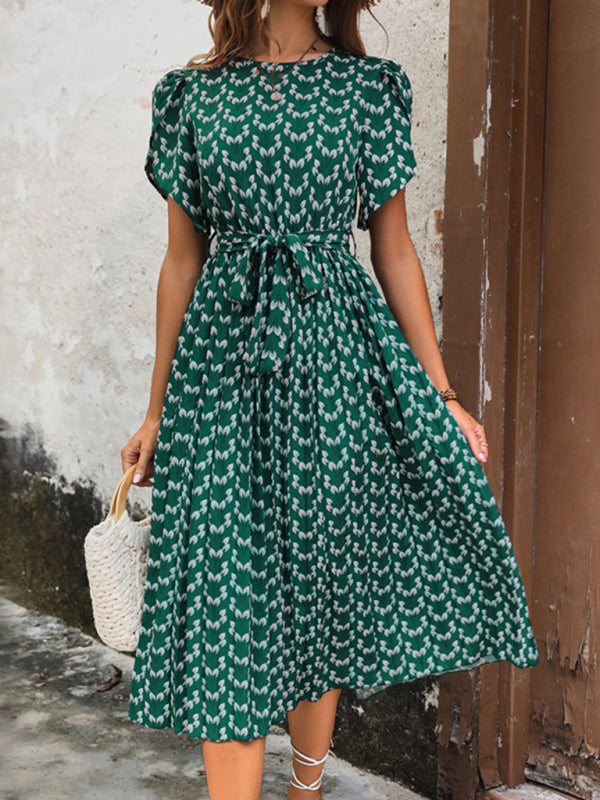 Blue Zone Planet |  Floral Print Short Sleeve Dress BLUE ZONE PLANET
