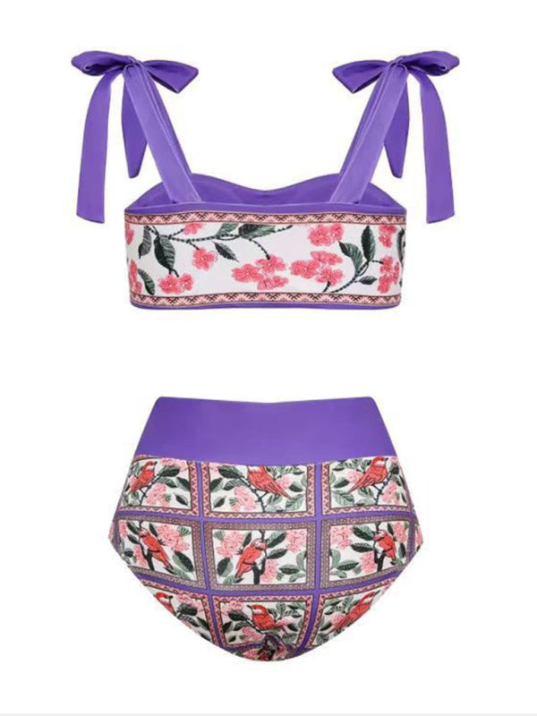 Blue Zone Planet | hip-hugging colorblock printed beach sun protection three-piece swimsuit BLUE ZONE PLANET