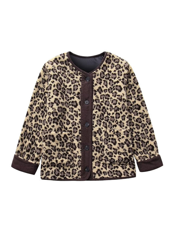 Women's new leopard print casual loose long-sleeved coat jacket kakaclo