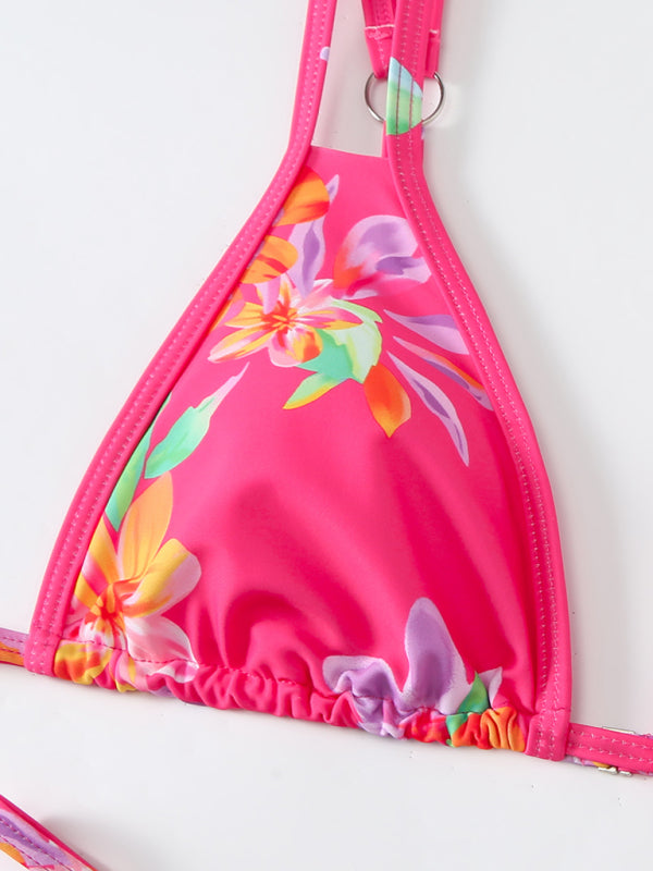 Bikini Floral Print Double Strap Swimsuit kakaclo