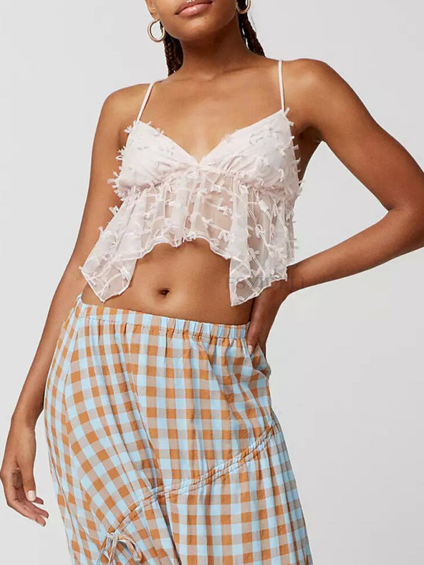 New V-neck Hollow Strappy Backless Suspender Top kakaclo