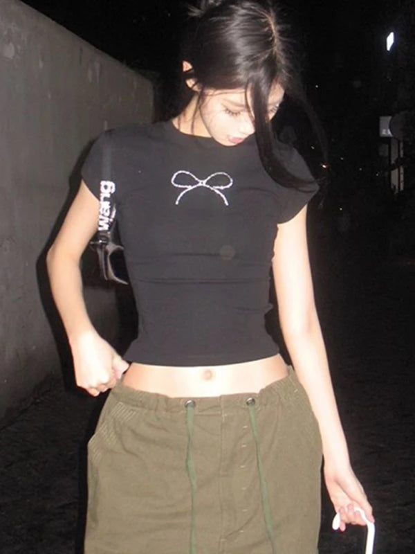 New round neck pullover short sleeve letter print T-shirt kakaclo