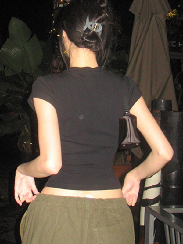 New round neck pullover short sleeve letter print T-shirt kakaclo