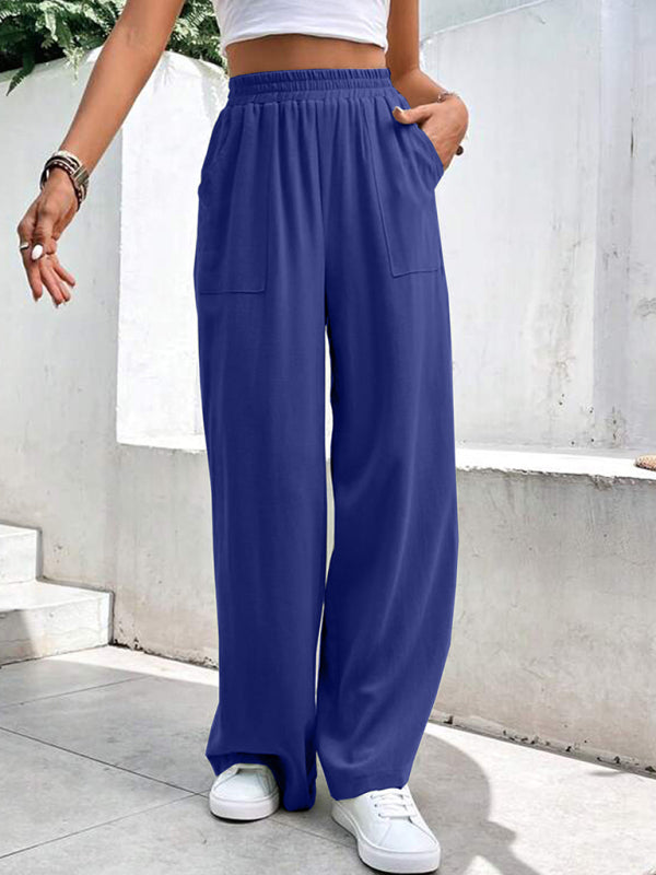 Blue Zone Planet | mid-waist straight pants, loose sports solid color pocket trousers BLUE ZONE PLANET