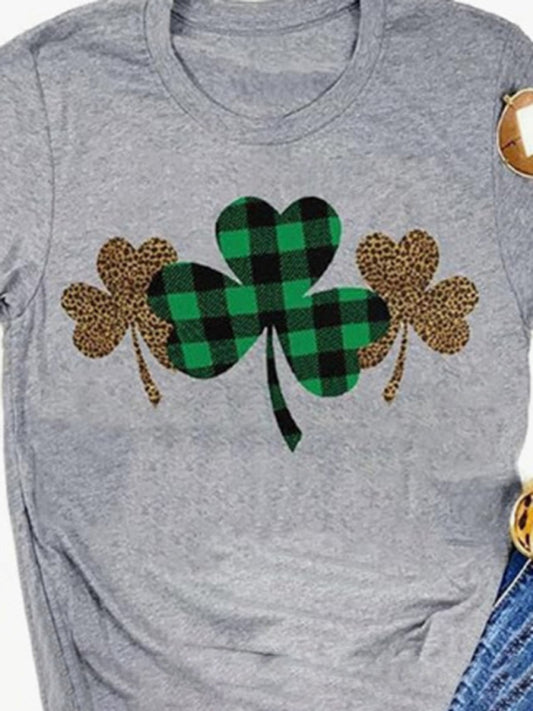 St. Patrick's Day lucky plaid shamrock print T-shirt BLUE ZONE PLANET
