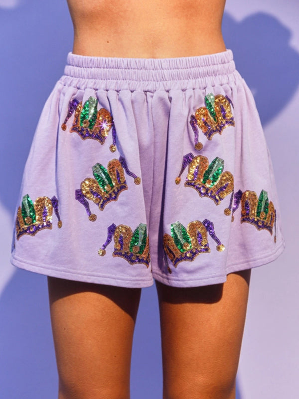 Anna's sequin short-sleeve and shorts two-piece set BLUE ZONE PLANET