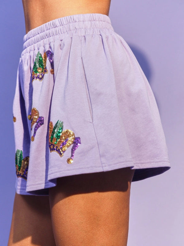 Anna's sequin short-sleeve and shorts two-piece set BLUE ZONE PLANET