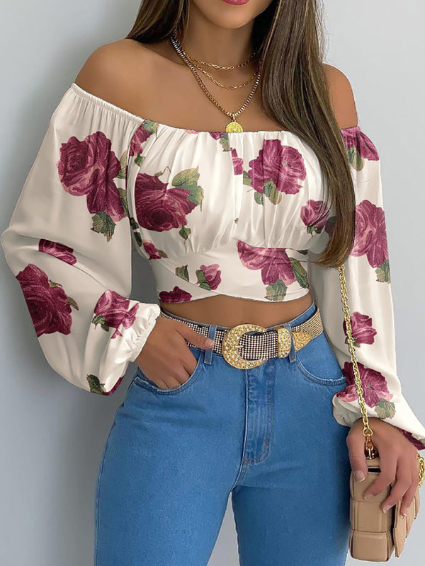 Blue Zone Planet | Off-shoulder cross strap long sleeve top BLUE ZONE PLANET