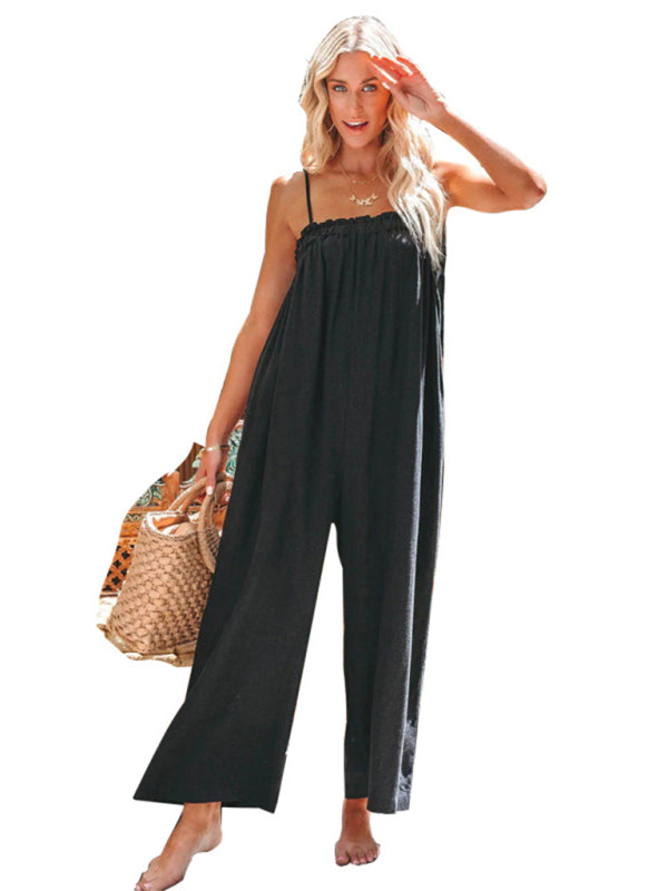 Blue Zone Planet |  loose high-waisted wide-leg spaghetti strap jumpsuit BLUE ZONE PLANET