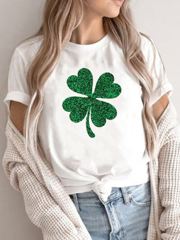 St. Patrick's Day Clover Graphic Print T-Shirt (Multiple Pictures Available) kakaclo