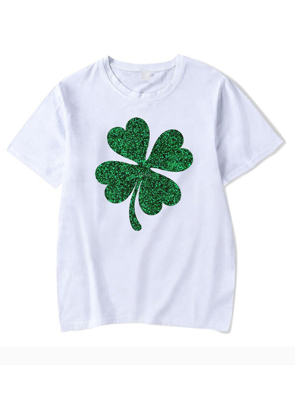 St. Patrick's Day Clover Graphic Print T-Shirt (Multiple Pictures Available) kakaclo