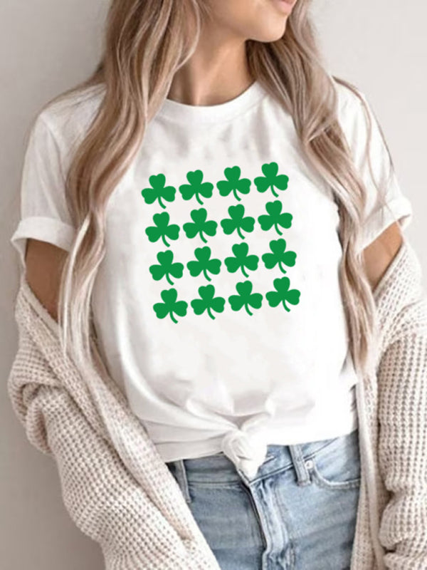 St. Patrick's Day Clover Graphic Print T-Shirt (Multiple Pictures Available) kakaclo