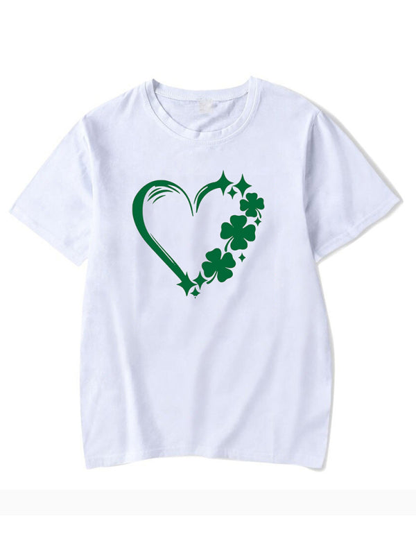 St. Patrick's Day Clover Graphic Print T-Shirt (Multiple Pictures Available) kakaclo