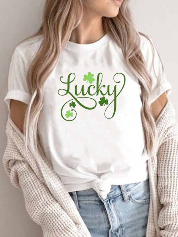 St. Patrick's Day Clover Graphic Print T-Shirt (Multiple Pictures Available) kakaclo