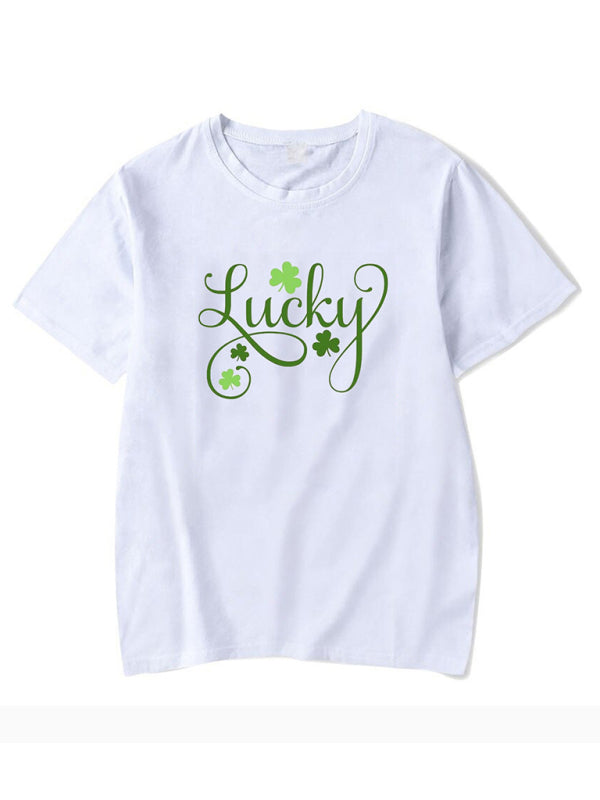 St. Patrick's Day Clover Graphic Print T-Shirt (Multiple Pictures Available) kakaclo