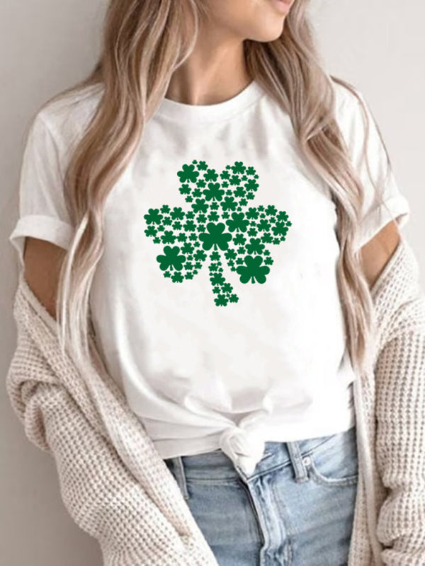 St. Patrick's Day Clover Graphic Print T-Shirt (Multiple Pictures Available) kakaclo