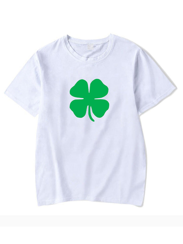 St. Patrick's Day Clover Graphic Print T-Shirt (Multiple Pictures Available) kakaclo
